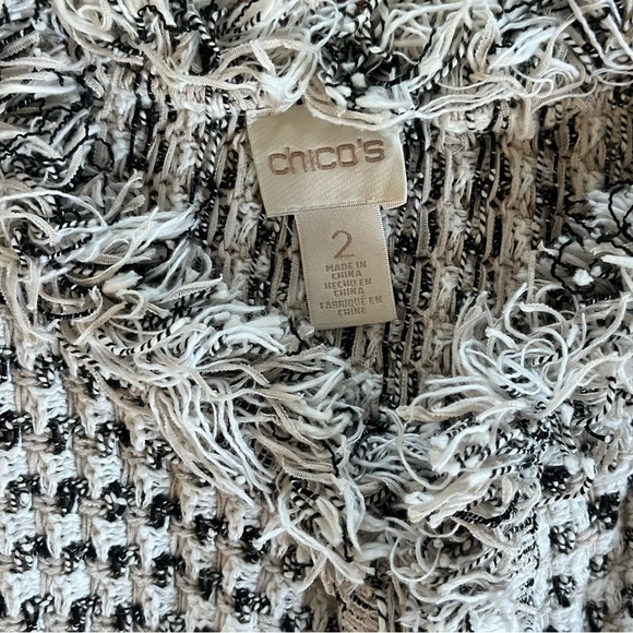 Chico's Black and White Fringed Women's Cardigan - Picture 3 of 4